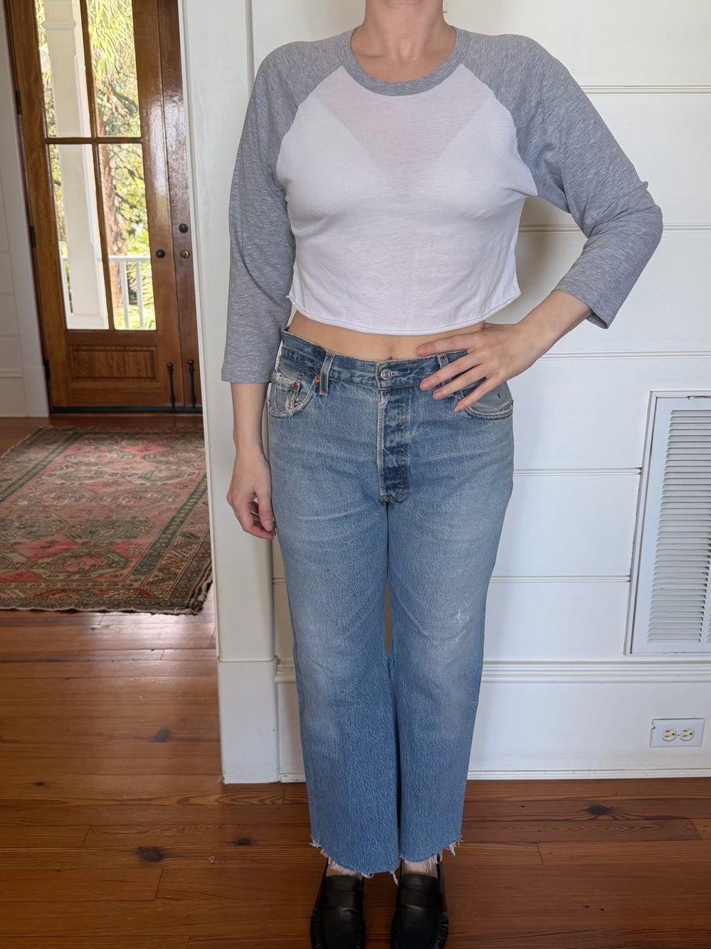 American Apparel Cropped Baseball Tee